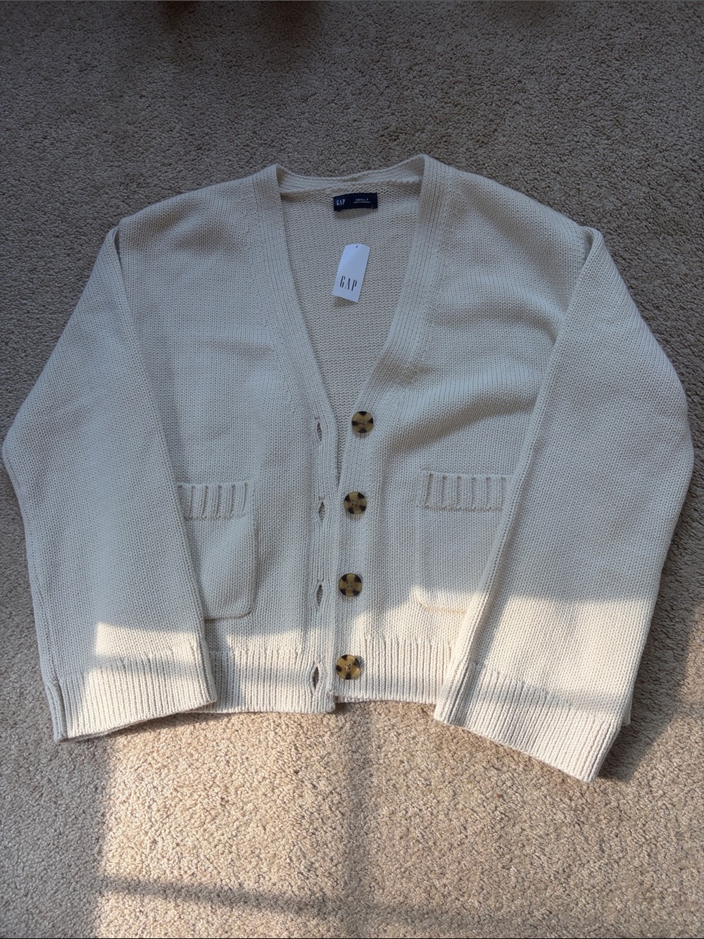 GAP Ivory Button Front Knit Cardigan